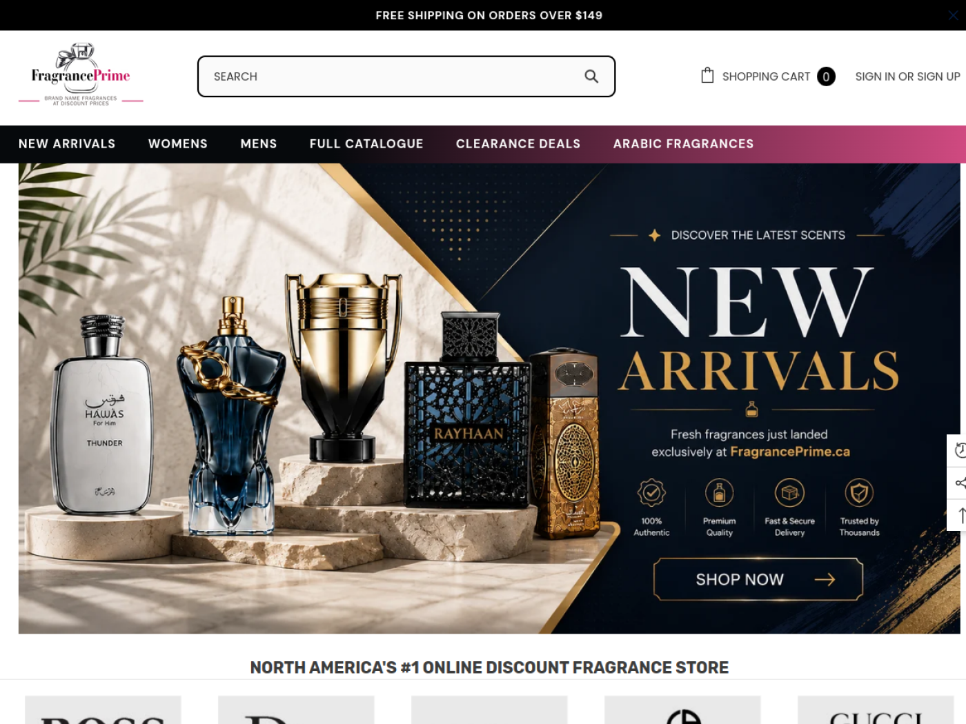 Fragrance Prime website homepage screenshot