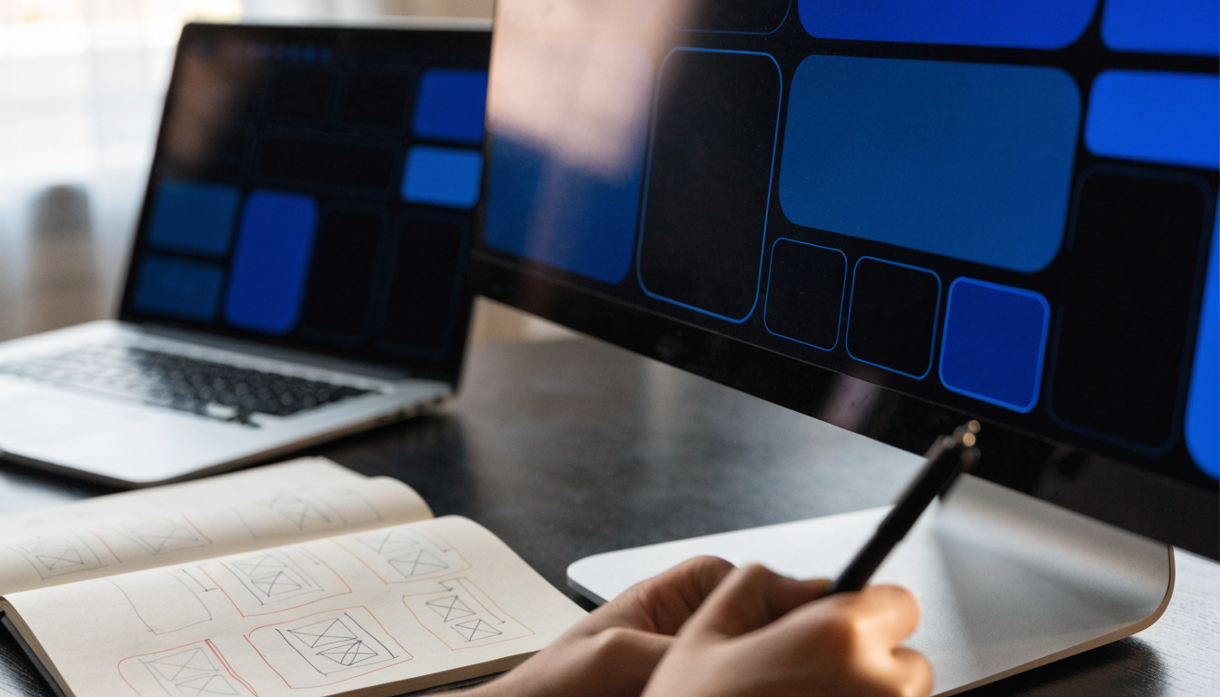 AI-created illustration of a modern web design workspace